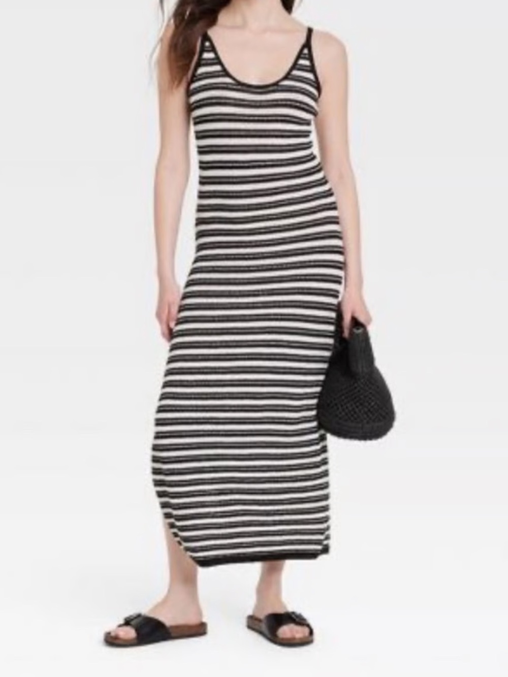 Universal Thread Black and White Striped Midi Sweater Dress